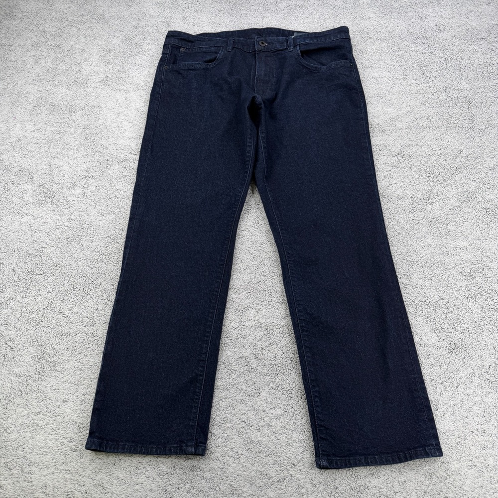 Bonobos Jeans Mens 34x28 Blue Straight 5 Pocket Dark Wash Stretch Zip Fly READ